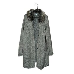 J. Jill Marled Knit Duster Faux Fur